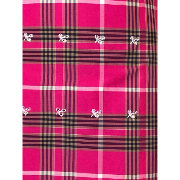 Y2K ALLEN B SCHWARTZ Pink Checkered Dress W/Scalloped Hem & Eyelet Detail. S-M - Picture 6 of 10